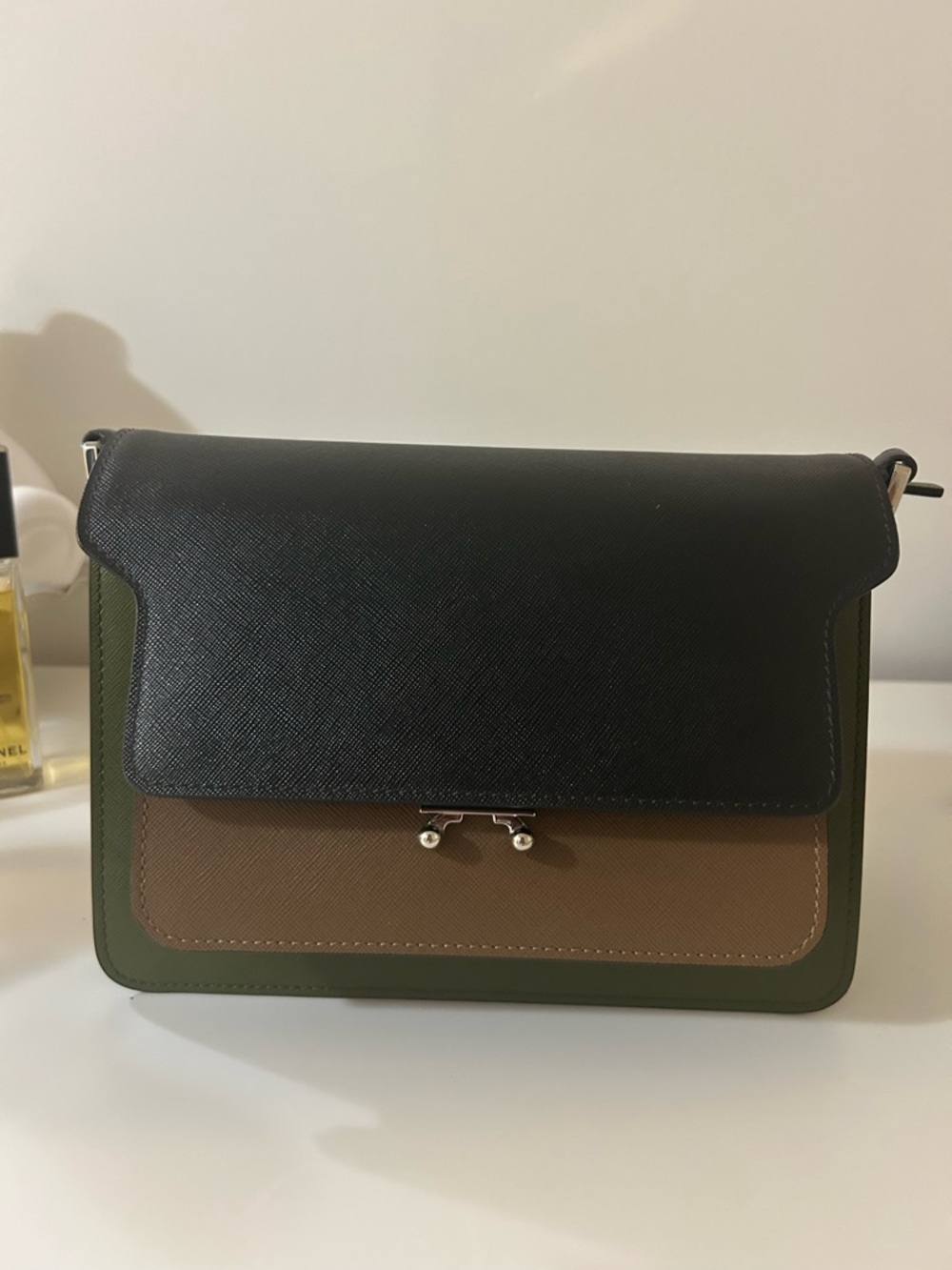 Authentic MARNI Crossbody Bag in Black, Brown & Green